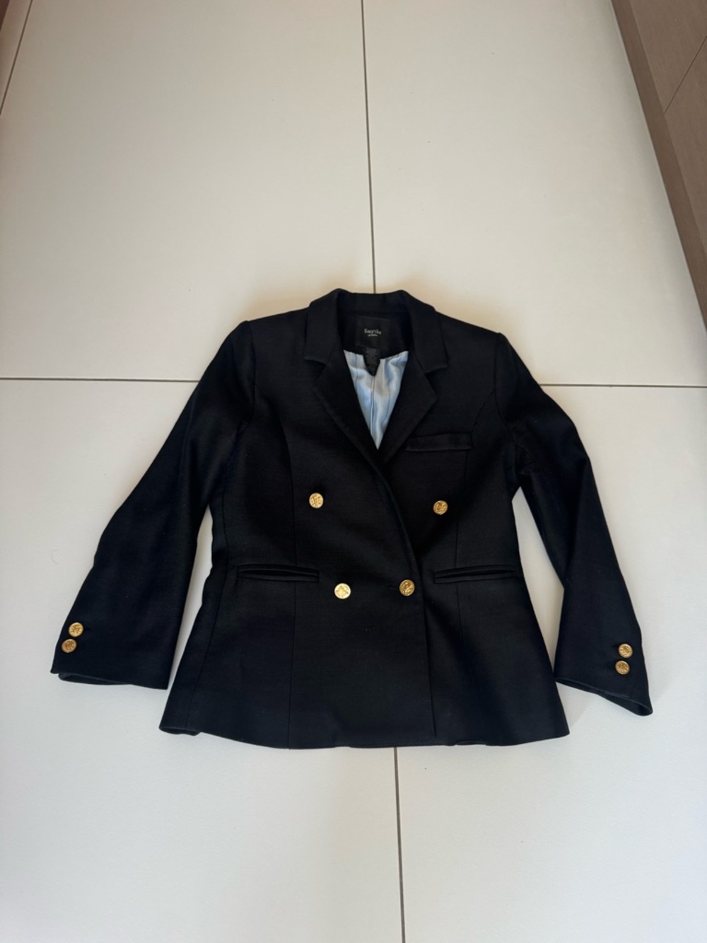 Smythe Navy Cropped Blazer with Gold Buttons